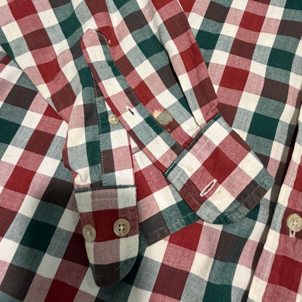 Dockers Mens Long Sleeve Plaid Button-Up Shirt Size L Red Green Cotton - Picture 4 of 10